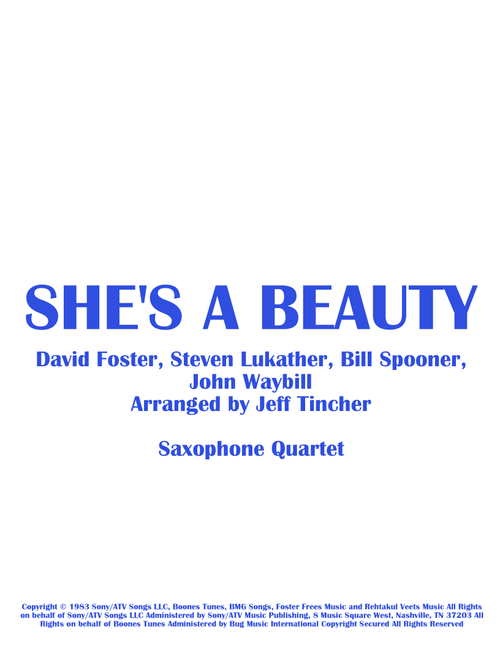 She's A Beauty (Arr. Jeff Tincher) - The Tubes (Woodwind Ensemble)
