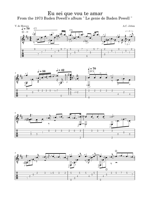 Eu sei que vou te amar – Antonio Carlos Jobim ; arr. by Baden Powell