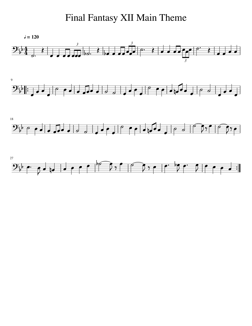 Final Fantasy XII Main Theme Sheet music for Piano (Solo Final Fantasy XII Main Theme Sheet music for Piano (Solo