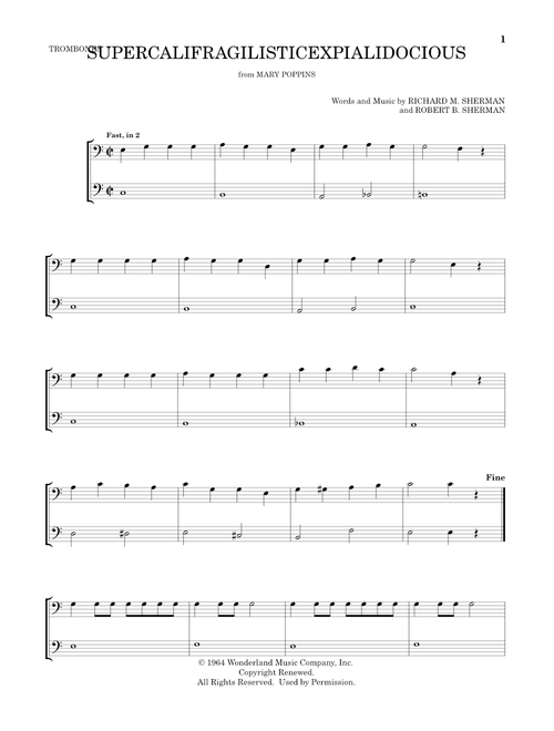 Supercalifragilisticexpialidocious (from Mary Poppins) (arr. Mark Phillips) - Julie Andrews (Trombone Duet)