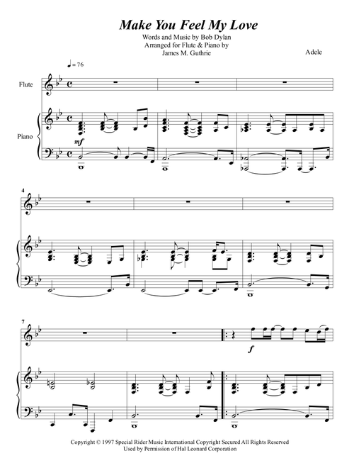 Make You Feel My Love (Arr. James M. Guthrie) - Bob Dylan (Flute and Piano)