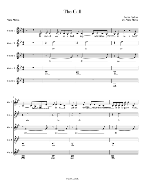 The Call | Alena Marisa (arr. Alena Marisa) (accapella sheet music)