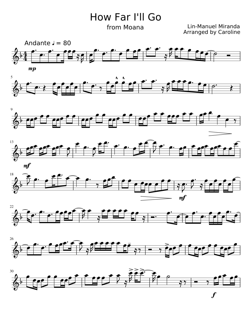 How Far I'll Go Sheet music for Flute (Solo)