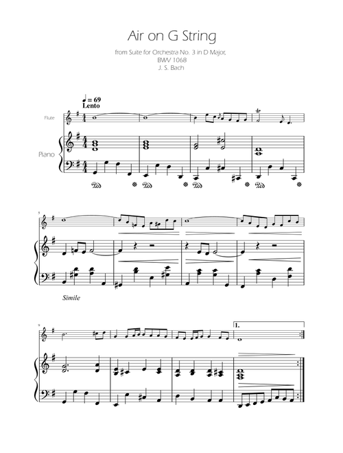 Air on the G String - Flute Solo w/ Piano (Arr. Ygor Nunes) - Johann Sebastian Bach (Flute and Piano)