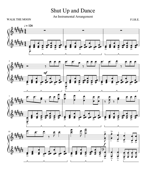 WALK THE MOON – Shut Up and Dance sheet music arranged by F.I.R.E.