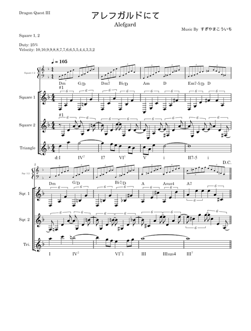 ドラゴンクエストIII BGM sheet music by w77cf87b3f3yg1 | Play