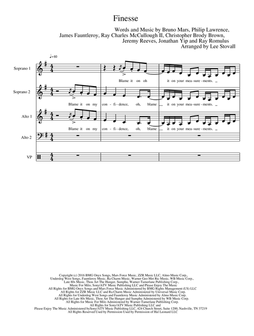 Finesse (Arr. Lee Stovall) - Bruno Mars (Choral, SSAA)