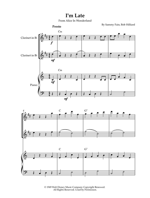 I'm Late (Arr. Karen Gueiros) - Bob Hilliard, Sammy Fain (Instrumental Duet and Piano)