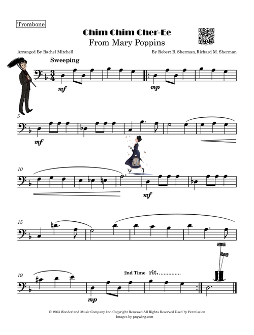 Chim Chim Cher-Ee (Arr. Rachel Mitchell) - Julie Andrews And Dick Van Dyke (Trombone Solo)