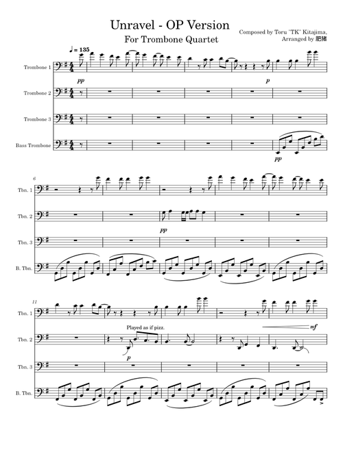 Unravel for Four Trombones