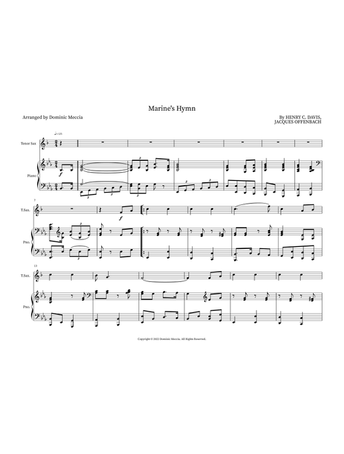 Marine's Hymn (Arr. Dominic Meccia) - Jacques Offenbach (Instrumental Duet)