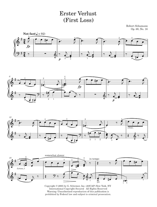 First Loss, Op. 68, No. 16 - Robert Schumann Richard Clayderman (Piano Solo)
