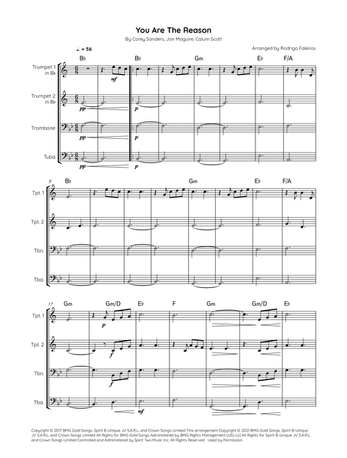 You Are The Reason (Arr. Rodrigo Faleiros) - Calum Scott (Brass Ensemble)
