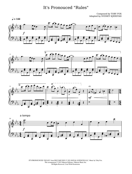 It's Pronounced "Rules" (DELTARUNE Chapter 2 Piano Score) - Toby Fox