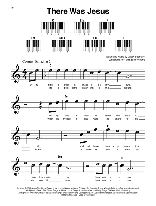 There Was Jesus (feat. Dolly Parton) - Zach Williams (Super Easy Piano)