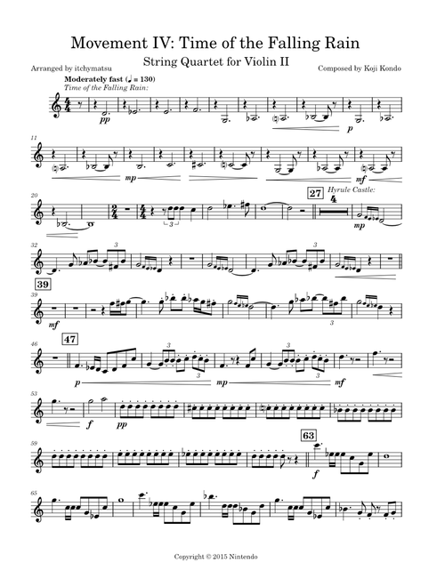 Movement IV: Time of the Falling Rain SQ for Violin II