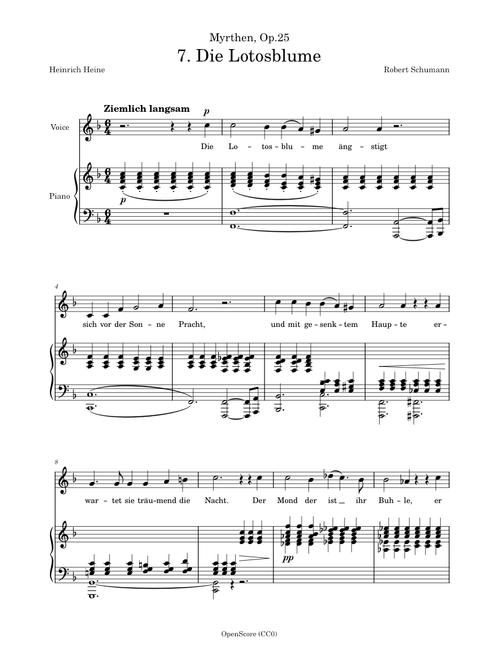 Schumann, Robert – Myrthen, Op.25, No.7 – Die Lotosblume