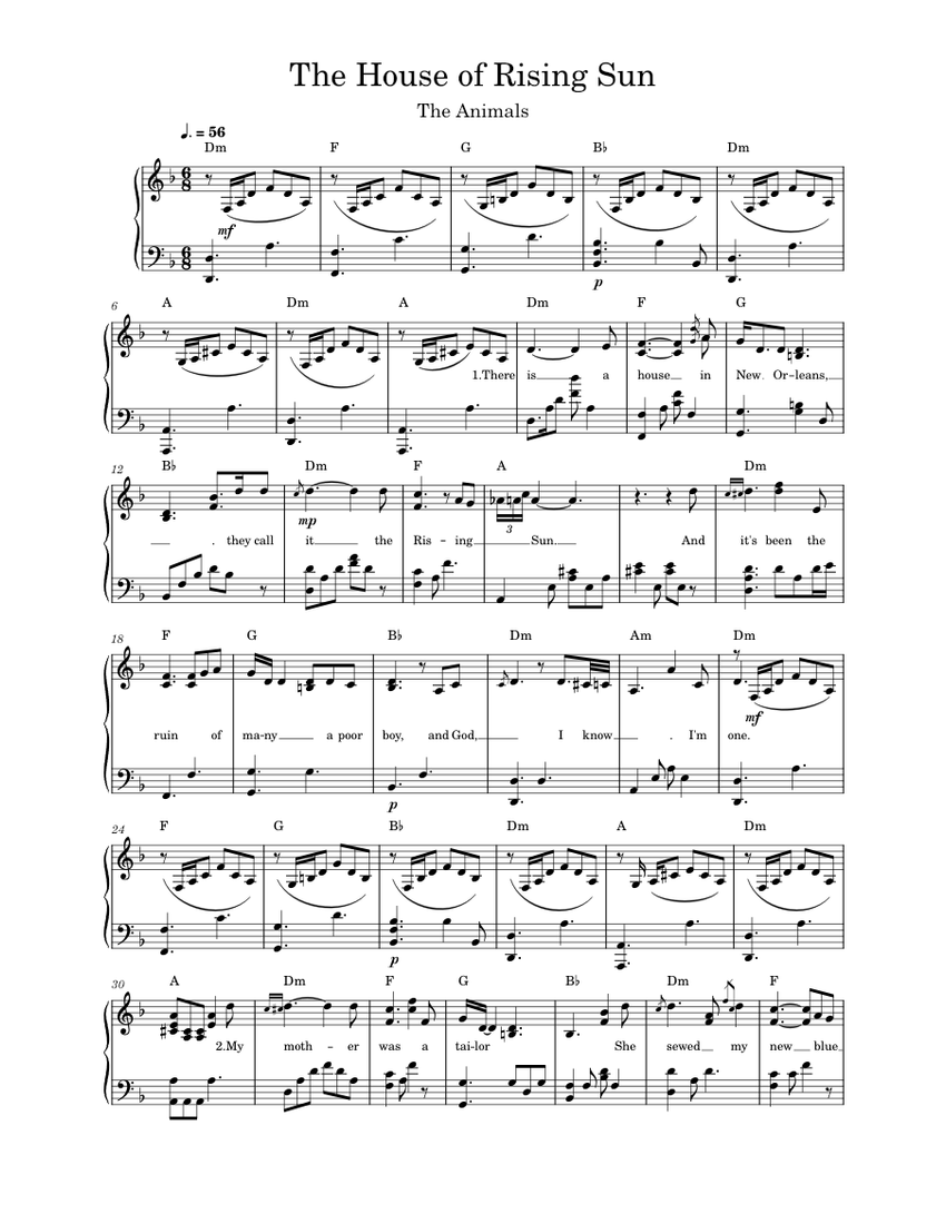 The House of the Rising Sun Sheet music for Piano (Solo)
