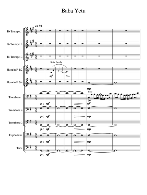 Baba Yetu for Brass Choir