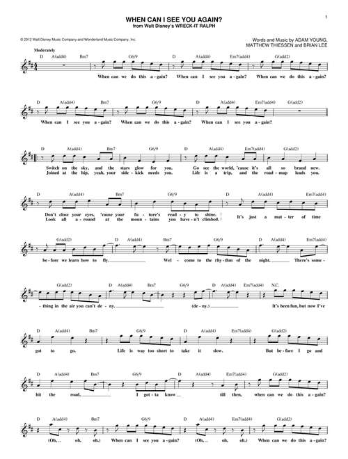 When Can I See You Again? - Owl City (Lead Sheet - Fake Book)
