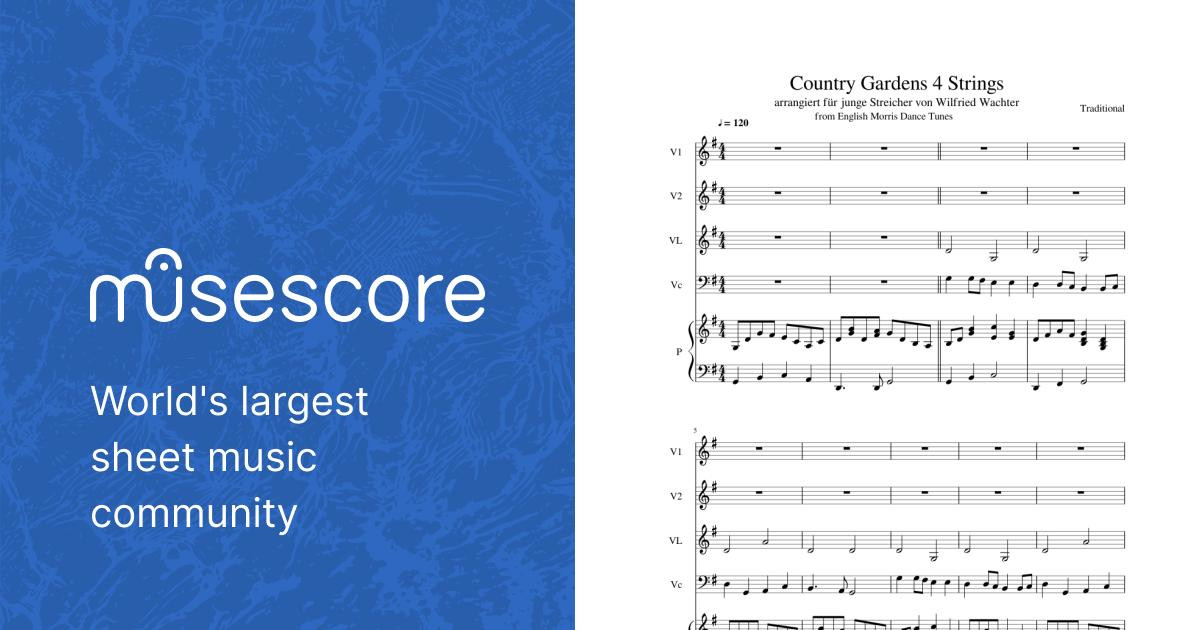 Country Gardens 4 Strings Sheet Music for Piano, Violin