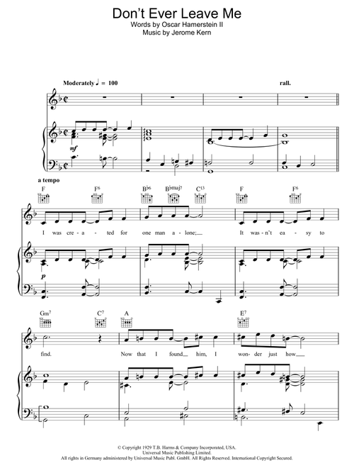 Don't Ever Leave Me - Jerome Kern, Peggy Lee (Piano-Vocal-Guitar (Piano Accompaniment))