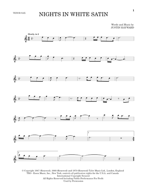 Nights In White Satin - The Moody Blues (Tenor Sax Solo)