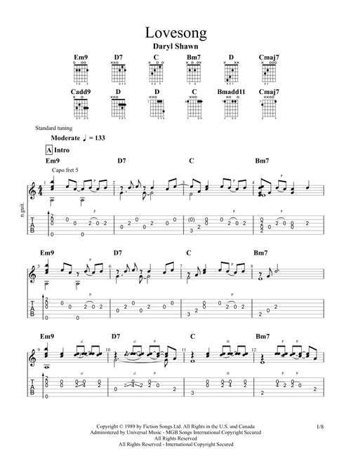 Lovesong (Arr. Daryl Shawn) - The Cure (Guitar Tab)