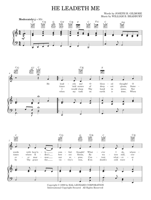 He Leadeth Me - William B. Bradbury (Piano-Vocal-Guitar)