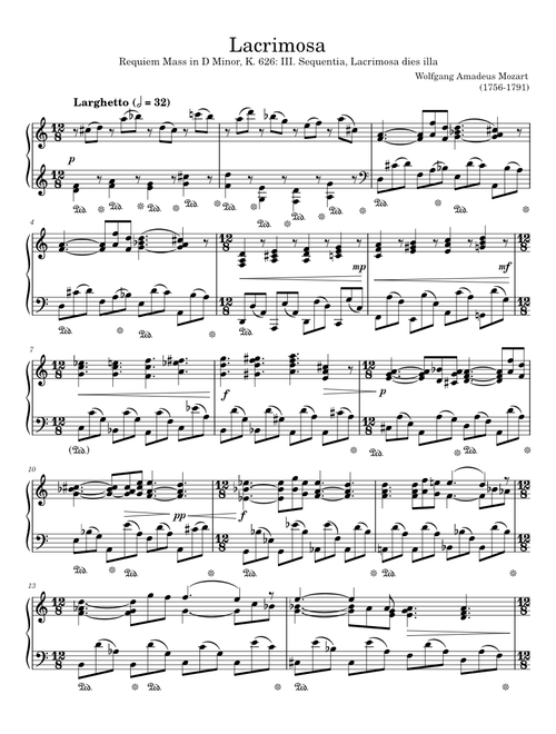 W. A. Mozart - Lacrimosa - Requiem Mass in d minor, K. 626: III. Sequentia, Lacrimosa dies illa