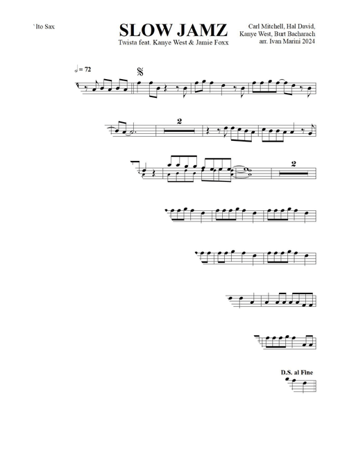 Slow Jamz (Arr. Ivan Marini) - Twista (Alto Sax Solo)