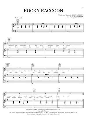 Rocky Ragoon Play Official version of Rocky raccoon Sheet Music by The Beatles for ...