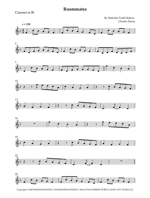 Roommates (Arr. Wesley S. SIlva) - Malcolm Todd Hobert, Charlie Ziman (Clarinet Solo)