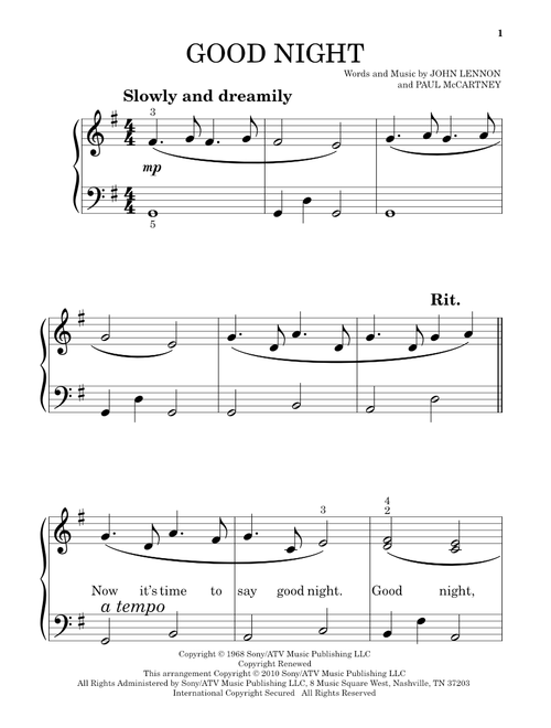 Good Night - The Beatles (Beginning Piano Solo)