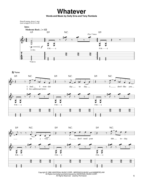 Whatever - Godsmack (Guitar Tab Play-Along)