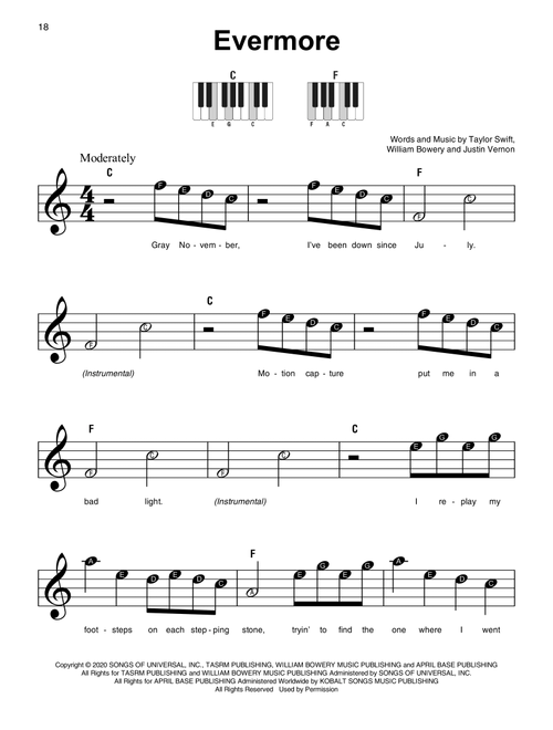 evermore (feat. Bon Iver) - Taylor Swift (Super Easy Piano)