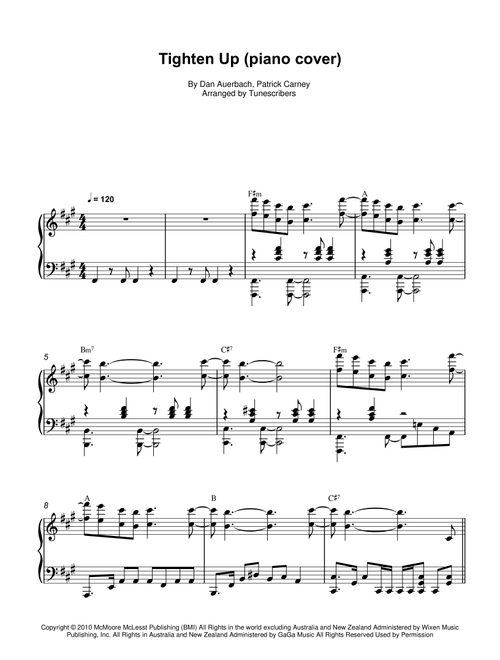 Tighten Up (Arr. Tunescribers) - Dan Auerbach, Patrick Carney (Piano Solo)