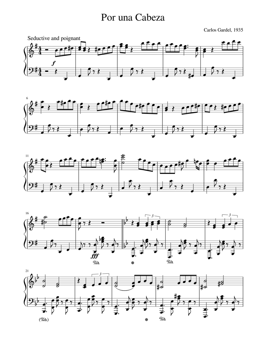 POR CABEZA Sheet music Piano (Solo) | Musescore.com