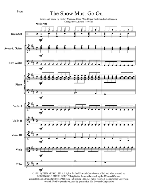 The Show Must Go On (Arr. Kristina Howells) - Queen (Small Ensemble)