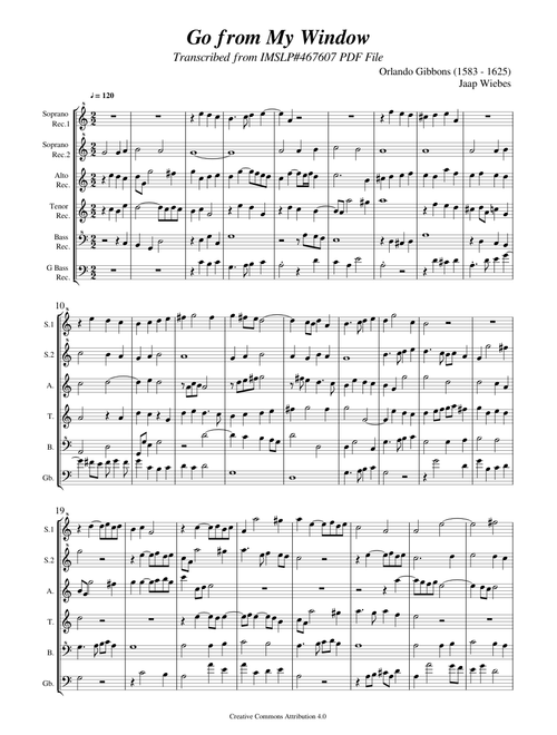 Gibbons, O. _ Go from My Window [6 Recorders]