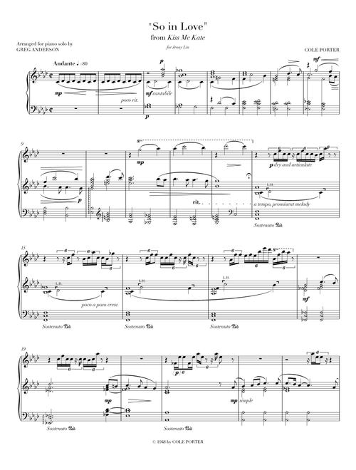 So In Love (Arr. Greg Anderson) - Rob Schneiderman (Piano Solo)