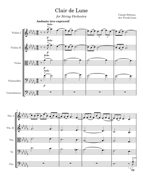 Clair de Lune for String Orchestra - Claude Debussy, arr. Frank Luna