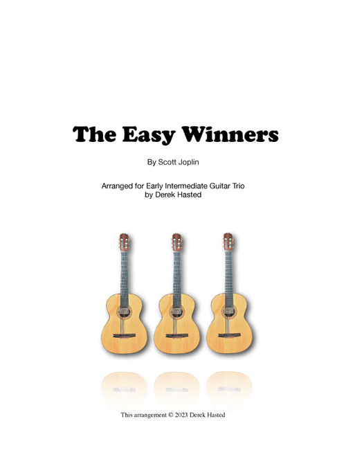 The Easy Winners (Scott Joplin) - for 3 guitars or large ensemble (Arr. Derek Hasted) - Various (Guitar Ensemble)