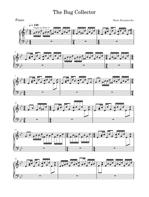The Bug Collector - Haley Heynderickx (Piano)