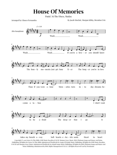 House Of Memories (Arr. Glauco Fernandes) - Madax (Alto Sax Solo)
