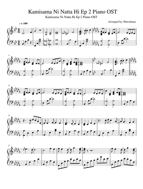 Kamisama Ni Natta Hi Ep 2 Piano OST