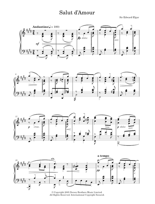 Salut d'amour, Op.12 - Edward Elgar (Piano Solo)