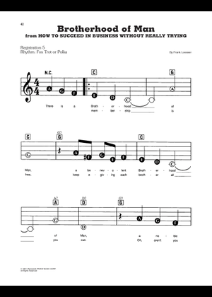 Brotherhood Of Man – Frank Loesser Sheet Music with Chords for