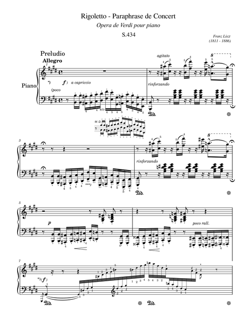 Verdi/Liszt - Paraphrase de concert sur Rigoletto (S.434) - Original With Fingering - For Piano Solo (Arr. poon) - Franz Liszt (Piano Solo)