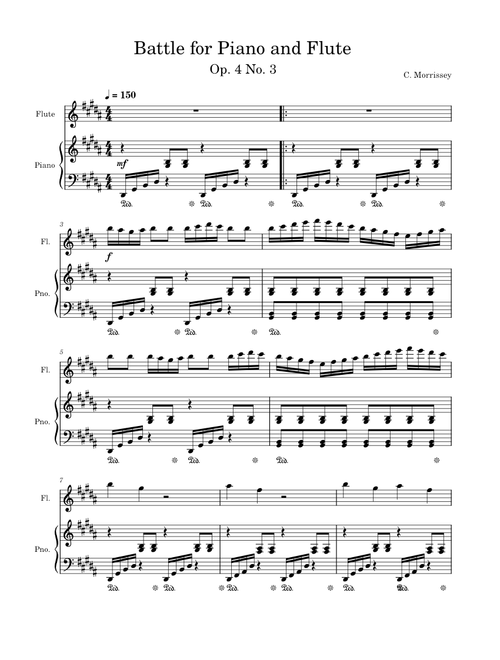 "Battle" 3 pieces for Piano and Flute Op. 4 No. 3